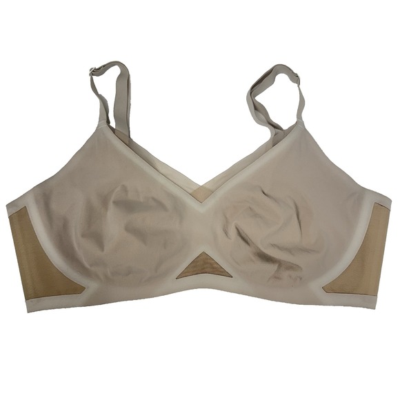 Honeylove CrossOver Wireless‎ Mesh Bra Size Large Gray Beige LWBR0302 NO PADDING - Picture 1 of 7